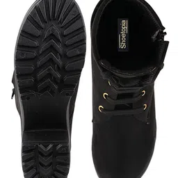 Shoetopia Solid Boots - Black image 5