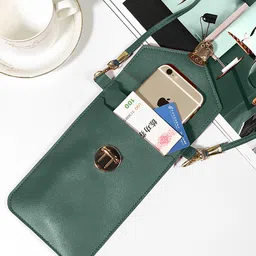 MOMISY Mobile Bag Cellphone Sling Bag Card Holder Wallet Handbag Crossbody multi-function Shoulder Bag for Girls & Women (Green) image 5