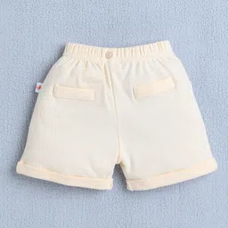 BUMZEE Cotton Knit Half Sleeves Solid Print T-Shirt & Short Set With Suspender Bow - Green & Beige image 5