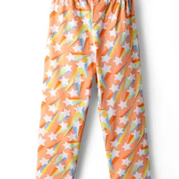 Babyhug Cotton Knit Full Sleeves Co-Ord Night Suit With Star Print - Orange image 5