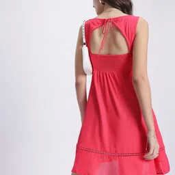 DressBerry Smock & Sweet Lace Insert Tie-Up Back A-Line Dress-picture-42