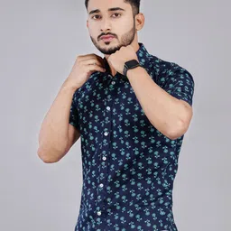 MANRANGI Men Slim Fit Spread Collar Floral Printed Cotton Casual Shirt image 5