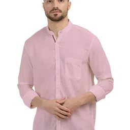 OTTO Men India Slim Relaxed Fit Solid Band Collar Casual Shirt-picture-12