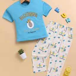 Toonyport Girls Printed Round Neck Pure Cotton T-Shirt With Trouser-image-66