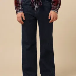 U.S. Polo Assn. Kids Girls Bootcut Mid-Rise Dark Shade No Fade Stretchable Jeans image 4