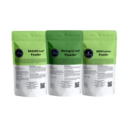 VEDICINE Set Of 3 Brahmi Bhirngraj & Neem Leaf Powder For Hair Care - 100 g Each image 2