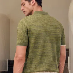 Andamen Men Textured Cotton Regular Fit Polo T-Shirt image 3