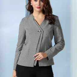 TAHVO Checked Notched Lapel Single Breasted Blazer-picture-17