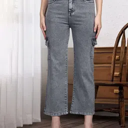 DressBerry Women Comfort Wide Leg High-Rise Light Fade Acid Wash Stretchable Jeans-picture-38