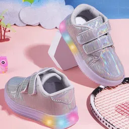 KATS Striped Detailed Velcro Closure LED Shoes - Silver-picture-16