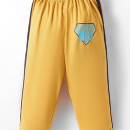 Tango Single Jersey Knit Full Length Lounge Pant with Tape Detailing &Text Print - Golden-picture-47