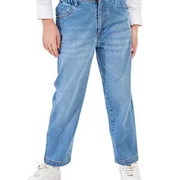 Olele Cotton Denim Regular Fit Stretchable Mild Washed Jeans - Blue-image-93