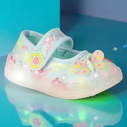 Lil Lollipop Floral Designed Butterfly Applique Detailed Velcro Closure LED Mary Jane Ballerinas - Green-image-75