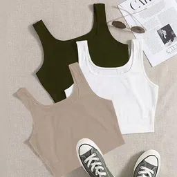 KERI PERRY Pack of 3 Square Neck Tank Crop Top-picture-27