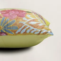 ZEBA Green & Pink Abstract Linen Square Cushion Covers image 3