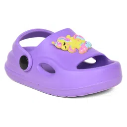 Yellow Bee Unicorn Applique Detailed Sling Back Clogs - Purple image 3