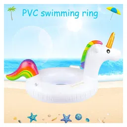 Sanjary Inflatable swimming tube unicorn shape for kids color & design may vary image 3