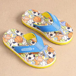 Cute Walk by Babyhug Slip OnFlip Flop with Sports Theme Print - Blue image 3