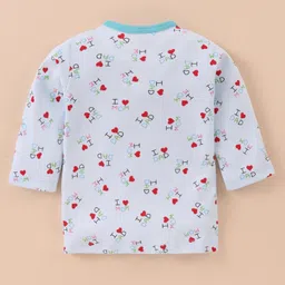 Ben Benny 100% Cotton Interlock Knit Full Sleeves Front Open Night Suit with TextPrint - Light Blue image 3