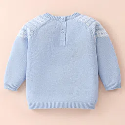 ToffyHouse Knitted Cotton Full Raglan Sleeves Sweater Set With Argyle Design - Light Blue image 3