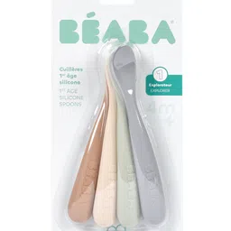 Beaba Set of 4 1st Stage Silicone Spoons Natural image 3