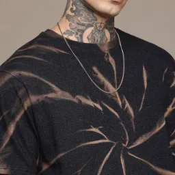 Moda Rapido Men Washed Effect Dyed Round Neck Cotton Oversized T-shirt image 3