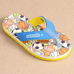 Cute Walk by Babyhug Slip OnFlip Flop with Sports Theme Print - Blue image 4