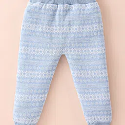 ToffyHouse Knitted Cotton Full Raglan Sleeves Sweater Set With Argyle Design - Light Blue image 4