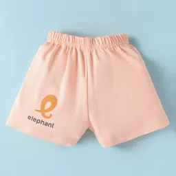 Little Darlings Interlock Knit Half Sleeves Shorts Night Suit with Elephant Print - Peach image 4