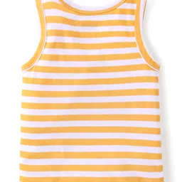 Babyhug 100% Cotton Knit Sleeveless Antibacterial Striped Sando Boat Print Pack of 3 - Multicolor image 5