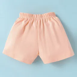 Little Darlings Interlock Knit Half Sleeves Shorts Night Suit with Elephant Print - Peach image 5