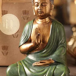 Pure Home and Living Gold-Toned & Green Sitting Buddha Idol Showpiece-picture-30