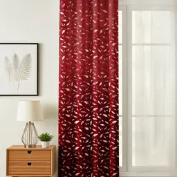 GEET CREATIONS Maroon & Beige Floral Long Door Curtain-picture-19