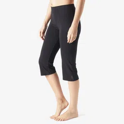 domyos Women Cotton Blend Gym Cropped Legging Slim fit 500 - Black image 1