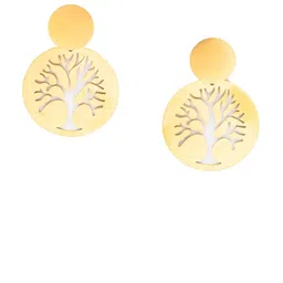 Scintillare By Sukkhi Stainless Steel Gold-Plated Circular Shaped Drop Earrings image 5