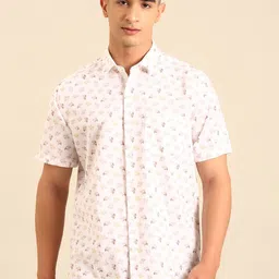 CAVALLO by Linen Club Men Contemporary Fit Spread Collar Floral Printed Casual Shirt-image-68