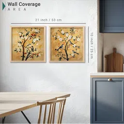 Kotart Brown & Grey Set of 2 Piece Wood Floral and Botanical Wall Paintings image 4