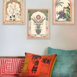 Kotart Brown & Beige 3 Pieces Wooden Traditional Painting Wall Arts-picture-31