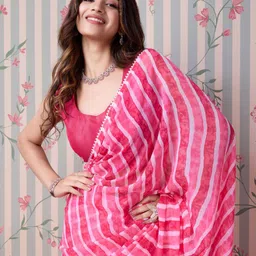 Ode by House of Pataudi Leheriya Poly Georgette Ready to Wear Saree-image-20