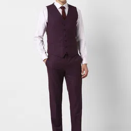 Van Heusen Textured Slim-Fit Single-Breasted Three-Piece Suits image 5