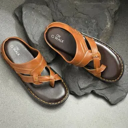 GWALK Men Brown Slip-On One Toe Sandals-image-15
