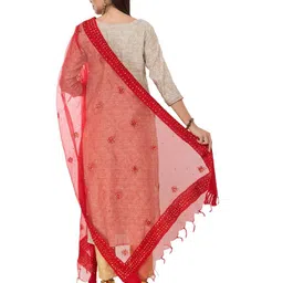 A R SILK DUPATTA HUB Embroidered Organza Dupatta with Gotta Patti image 5