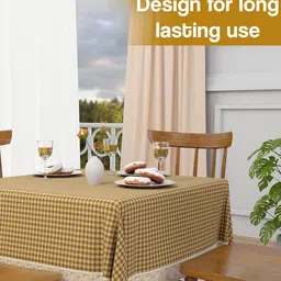 Myntra Elegant Homes Brown Geometric Printed Waterproof 4-Seater Table Cover image 4
