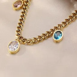 SZN Gold-Plated Artificial Stones Studded Wraparound Bracelet image 4