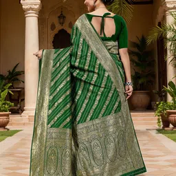 Anouk Rustic Striped Woven Design Banarasi Saree image 2