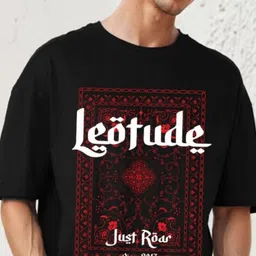 Leotude Graphic Printed Round Neck Drop-Shoulder Sleeves Oversized T-shirt image 4