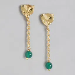 DressBerry Gold-Plated Onyx Contemporary Drop Earrings-image-13