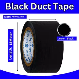VCR 45 m x 48 mm Waterproof Textile Fibre Black Duct Tape, 12 Rolls Per Pack image 4