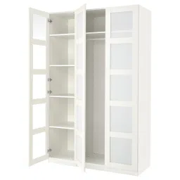 ikea pax / bergsbo Wardrobe combination, white/frosted glass/white, 150x60x236 cm image 1