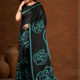 RegalDrapes Floral Silk Blend Khadi Saree-image-36